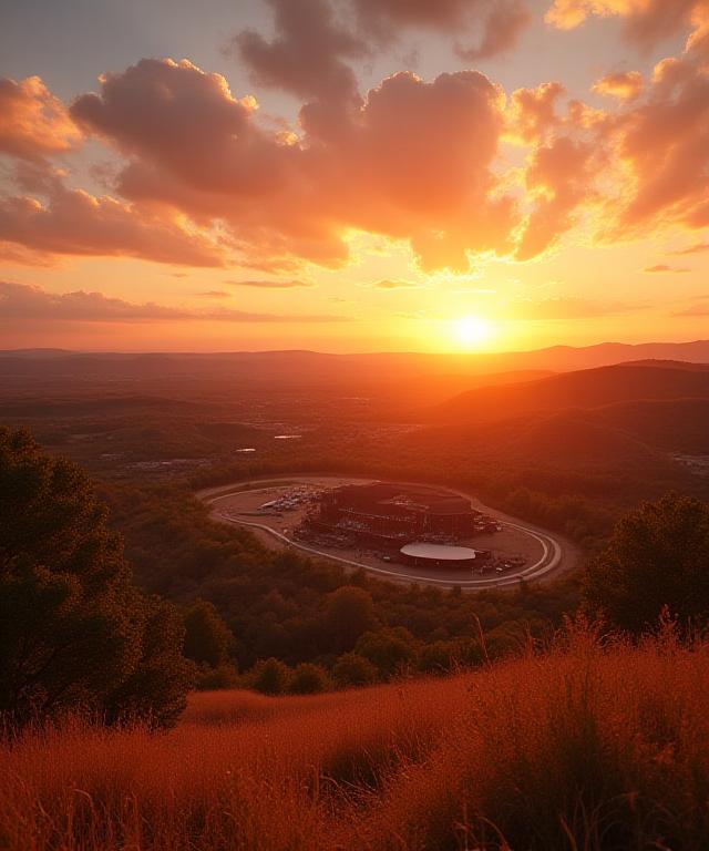 Beautiful outdoor festival venue in Texas at sunset
