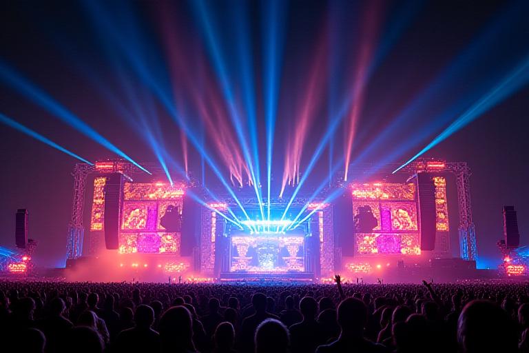 Spectacular stage lighting and production at EDM festival